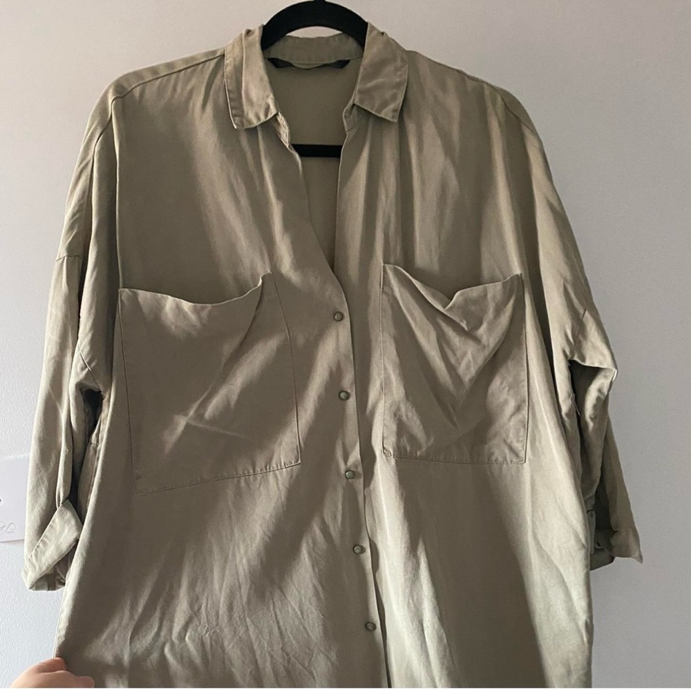 Zara Tan Lightweight Shirt Jacket